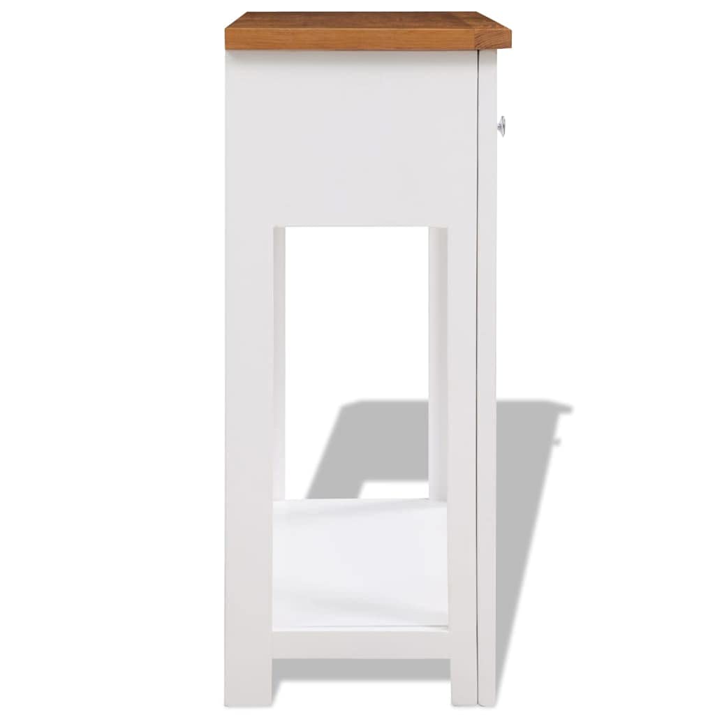 Solid Oak Wood Console Table with 2 Drawers and Shelf S7893