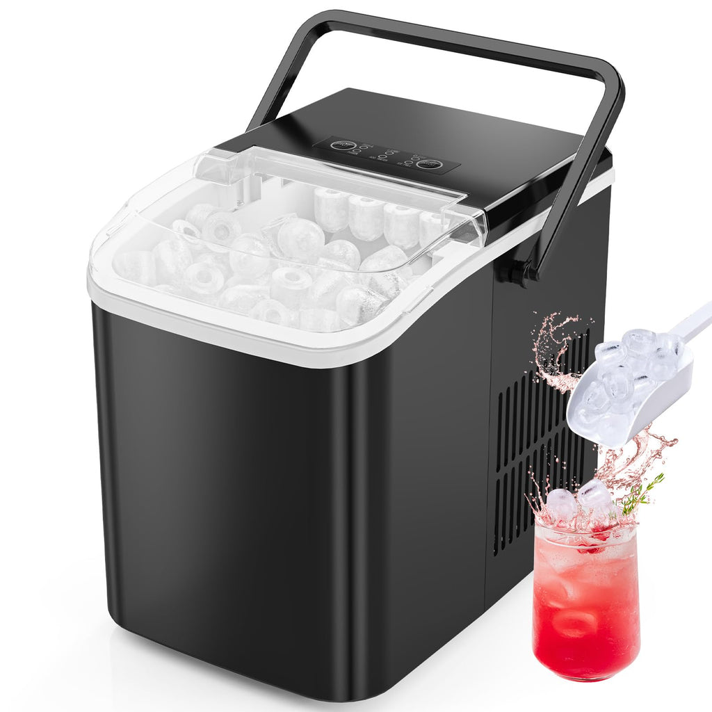 Portable Countertop Ice Maker with Scoop and Basket, 26.5lbs, Coal Black A7268