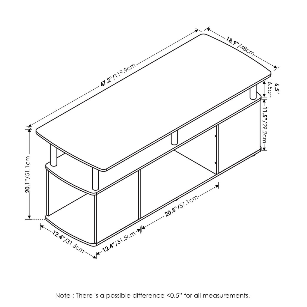 3-Tier TV Stand with Open Shelf up to 50 Inch V557268