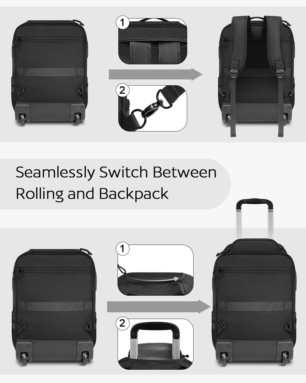 Rolling Wheeled Laptop Backpack S208