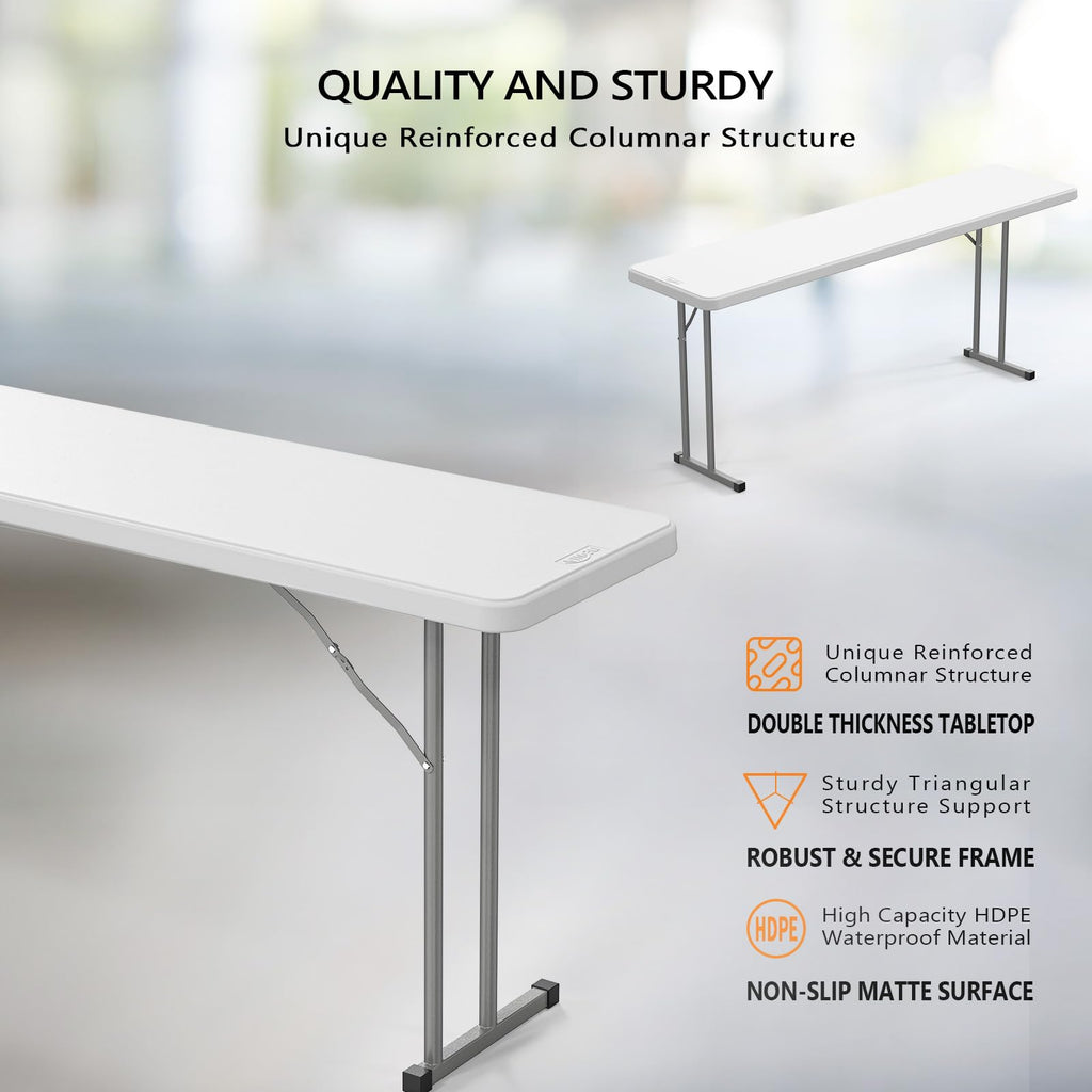 White 6 FT Narrow Folding Table B368722