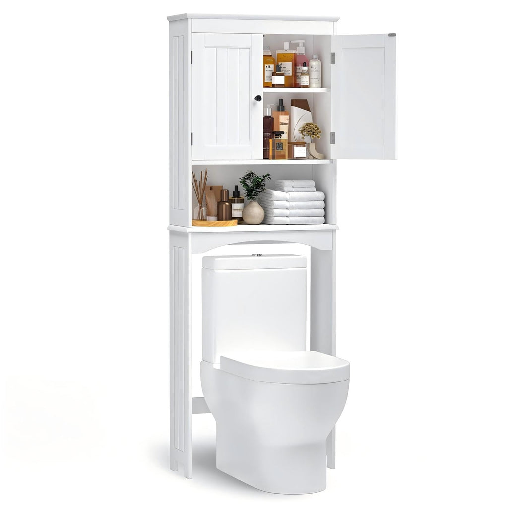 Over The Toilet Storage Cabinet with Open Shelf White N223553
