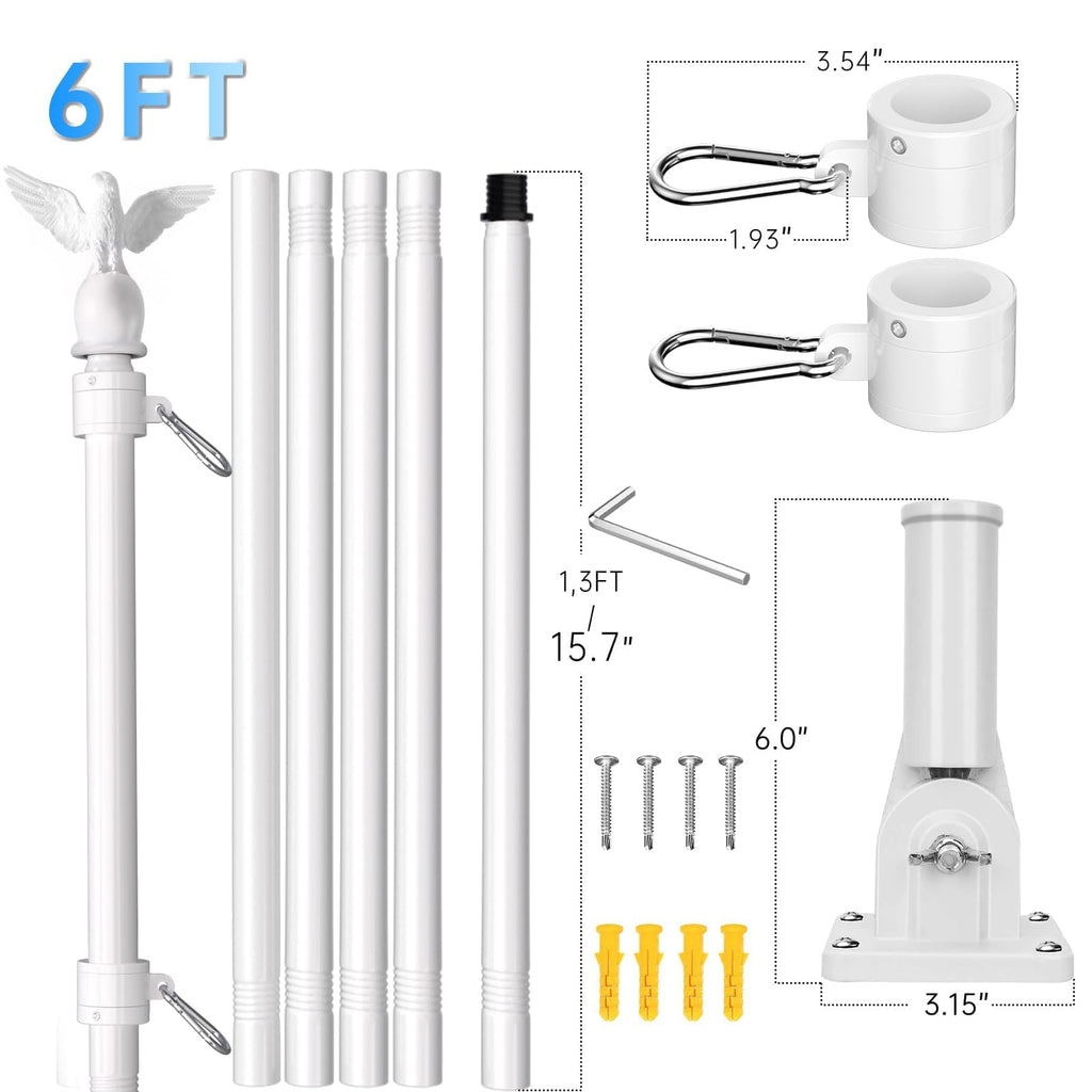 6FT Stainless Steel Flagpole Kit O141601