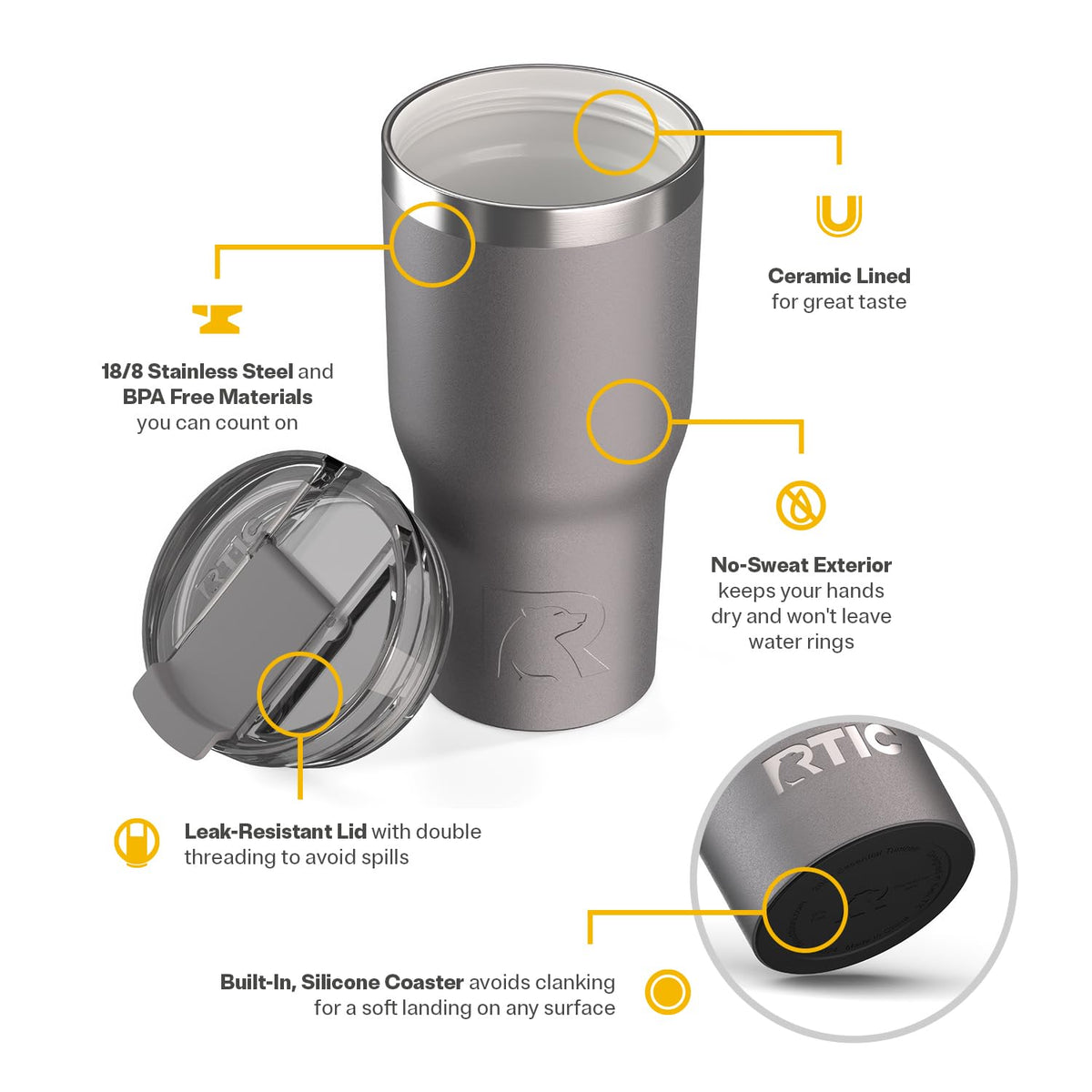 20oz Ceramic Lined Tumbler with Lid Z1732