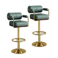 Set of 2 Green Adjustable PU Leather Bar Stools X957822