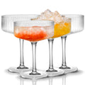 4 Pcs 10 oz Ribbed Coupe Glasses Set Y926