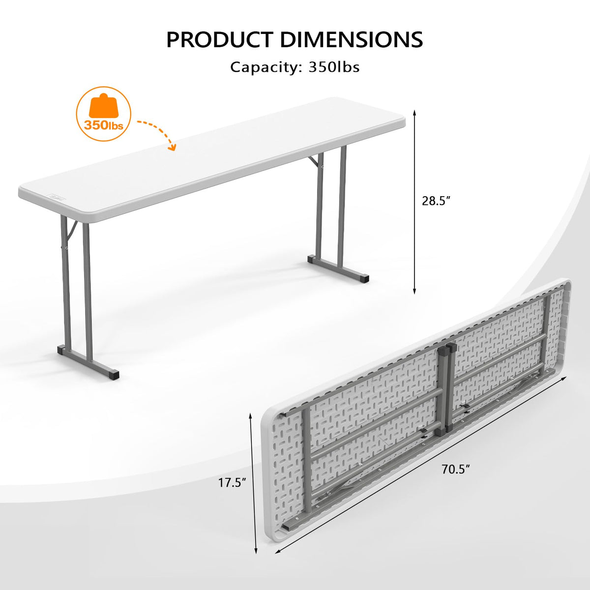 White 6 FT Narrow Folding Table B368722