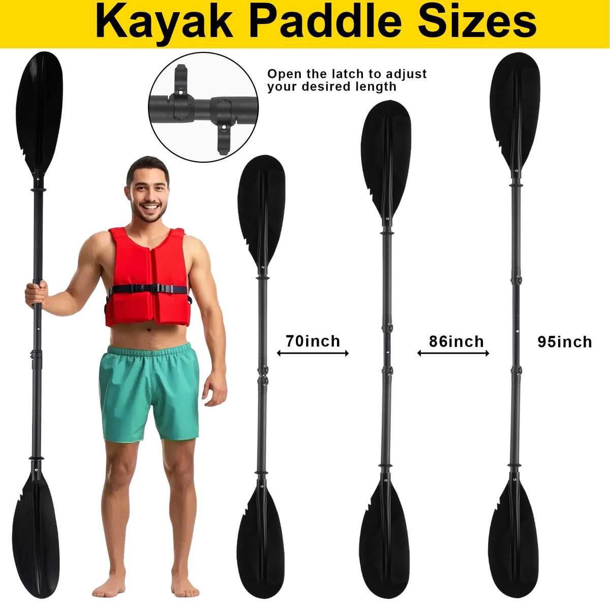 Telescoping Kayak Paddle Black 94inch V671527