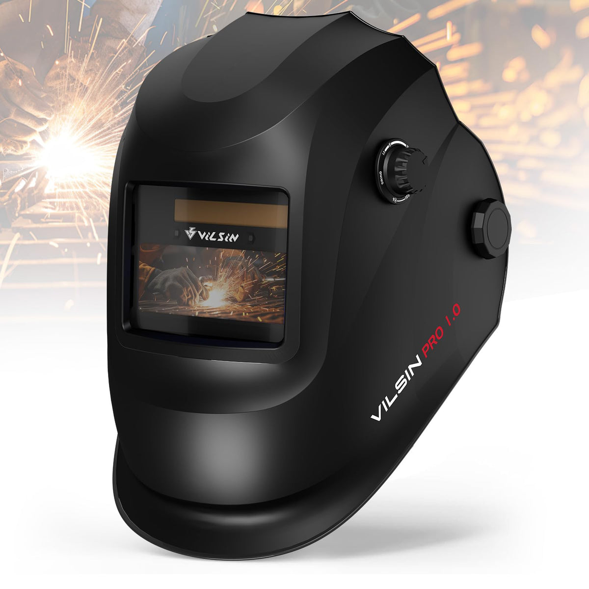 Auto Darkening Solar Powered Welding Helmet with 2 Arc Sensor, Black C30500