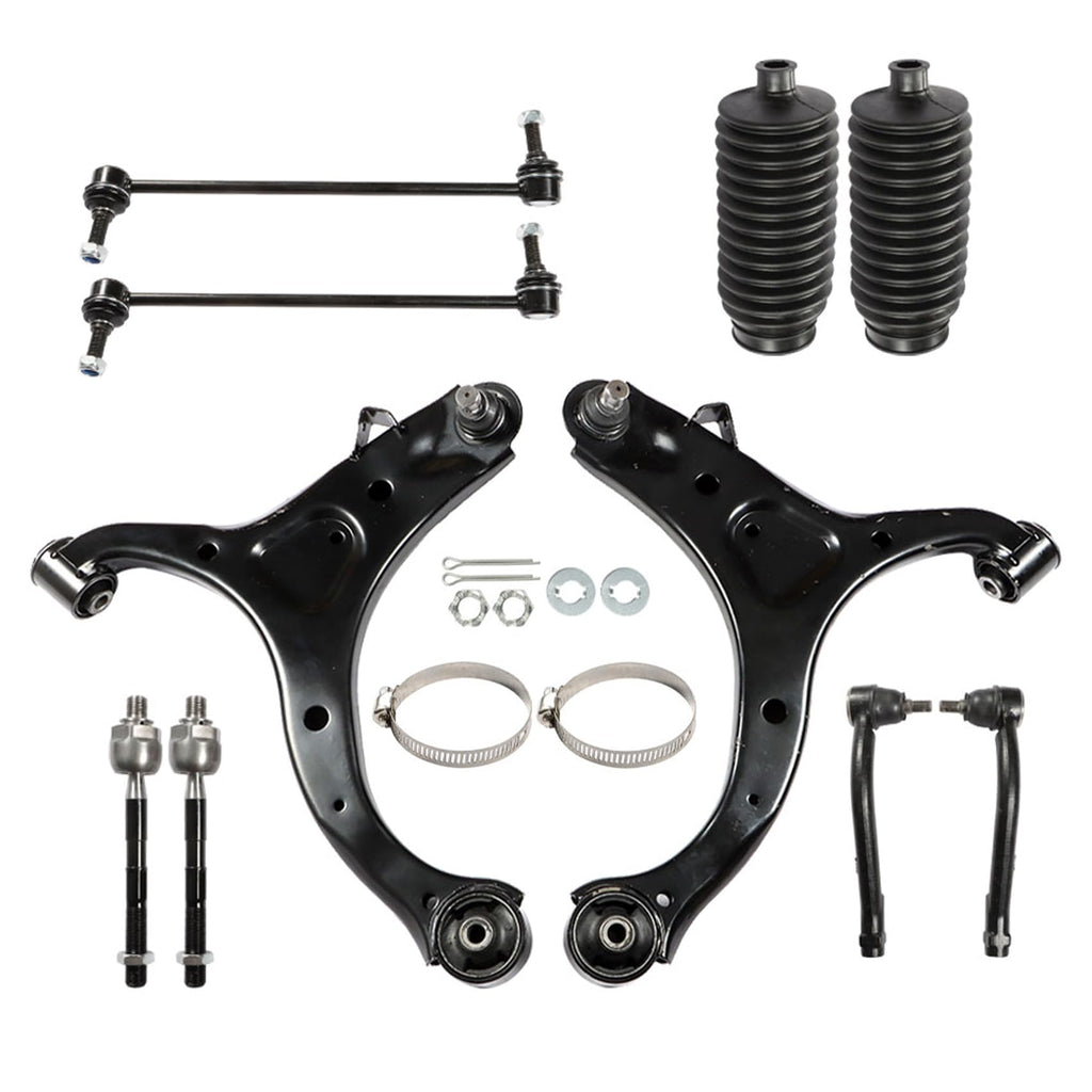 10Pcs Front Lower Control Arms Ball Joint Assembly Tie Rod End Sway Bar Link Kit N8786