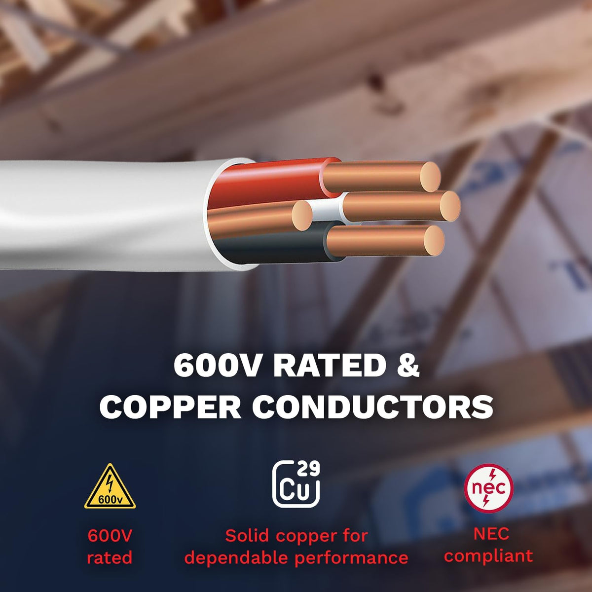 14 Gauge 3 Conductor NM-B Electrical Wire 100 Ft E99026