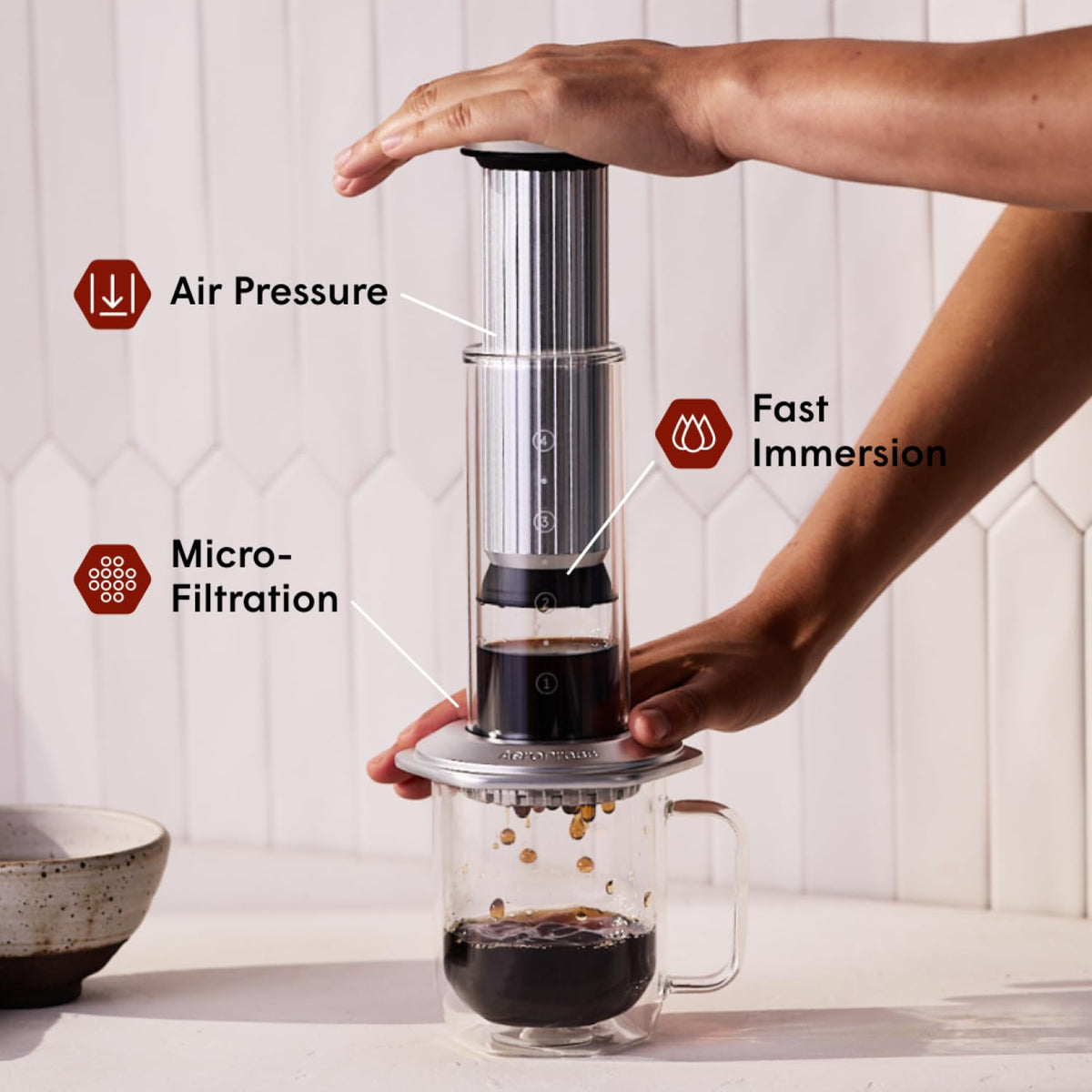 Premium Glass Stainless Steel Coffee Press A3636