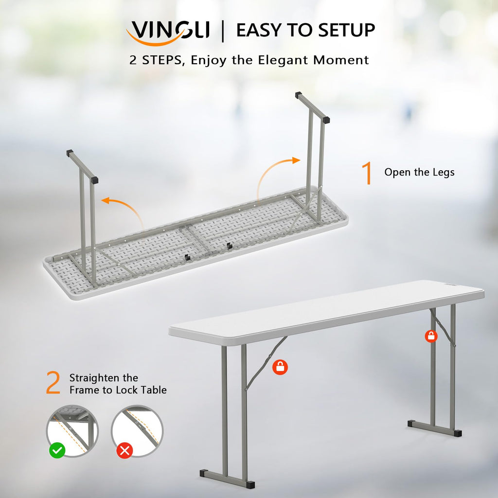 White 6 FT Narrow Folding Table B368722