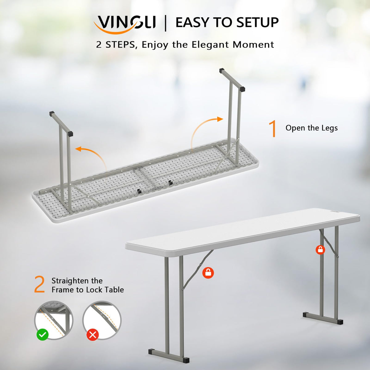 White 6 FT Narrow Folding Table B368722