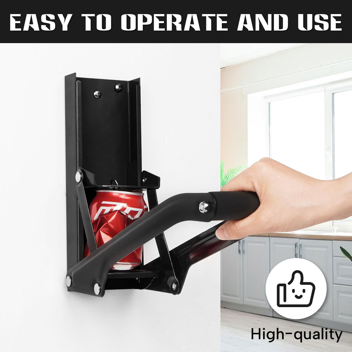 16 oz Black Wall-Mounted Aluminum Can Crusher P667