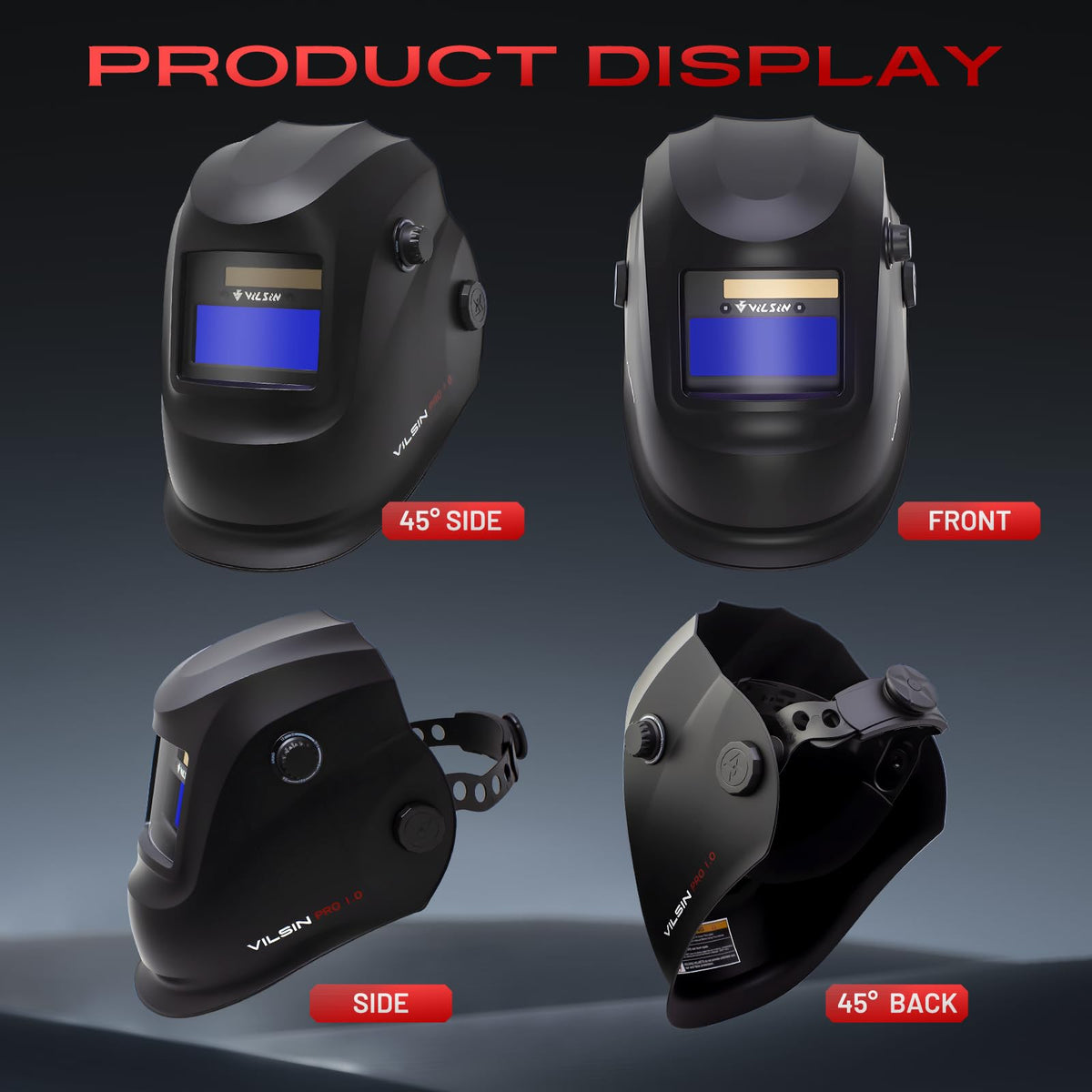 Auto Darkening Solar Powered Welding Helmet with 2 Arc Sensor, Black C30500