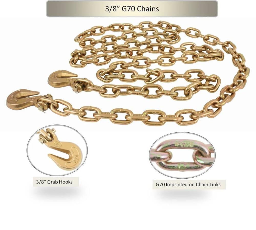 3/8 Inch x 20 FT Grade 70 Binder Chain 2 Pack B821