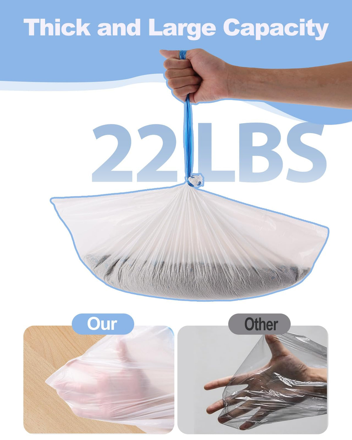 120 Count Drawstring Cat Litter Bags Y2509