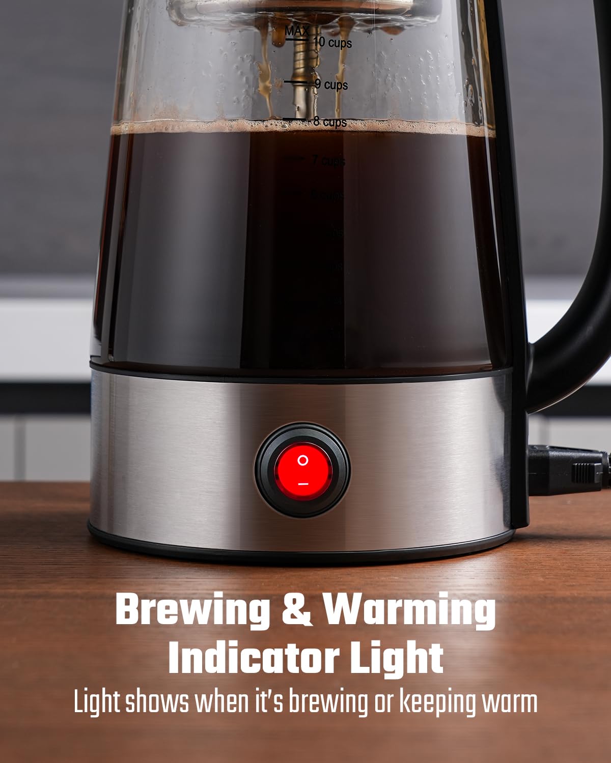 10-Cup Electric Percolator Coffee Pot with Borosilicate Carafe A485