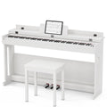 88-Key Weighted Hammer Action Digital Piano with Bench, 3 Pedal Wood Stand, White N654186