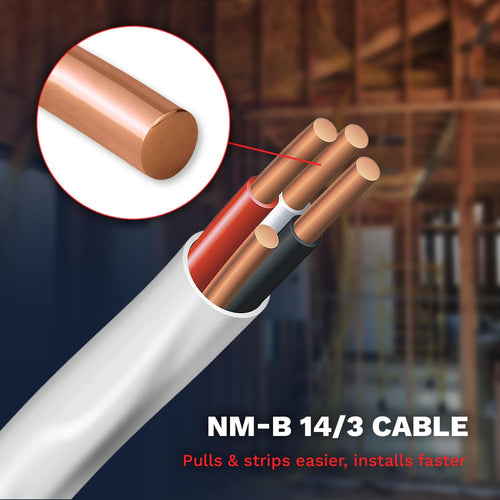 14 Gauge 3 Conductor NM-B Electrical Wire 100 Ft E99026