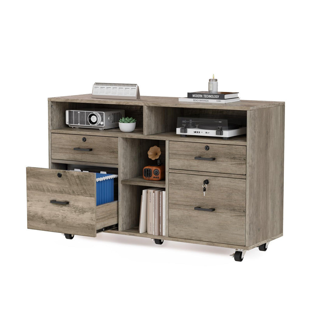 Rustic Grey 4 Drawer File Cabinet with Lock F475