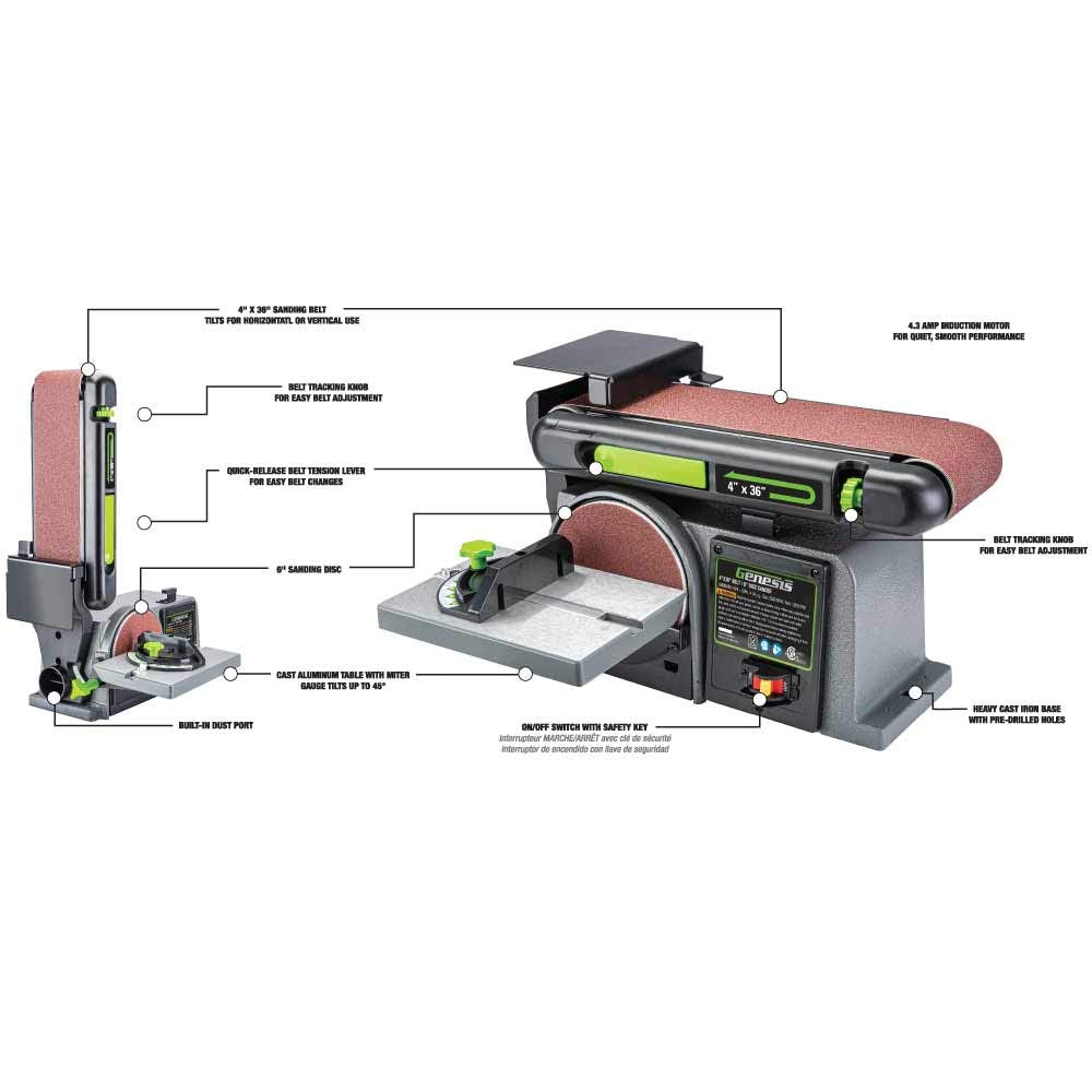 4 x 36-Inch Belt & 6-Inch Disc Benchtop Sander M922449