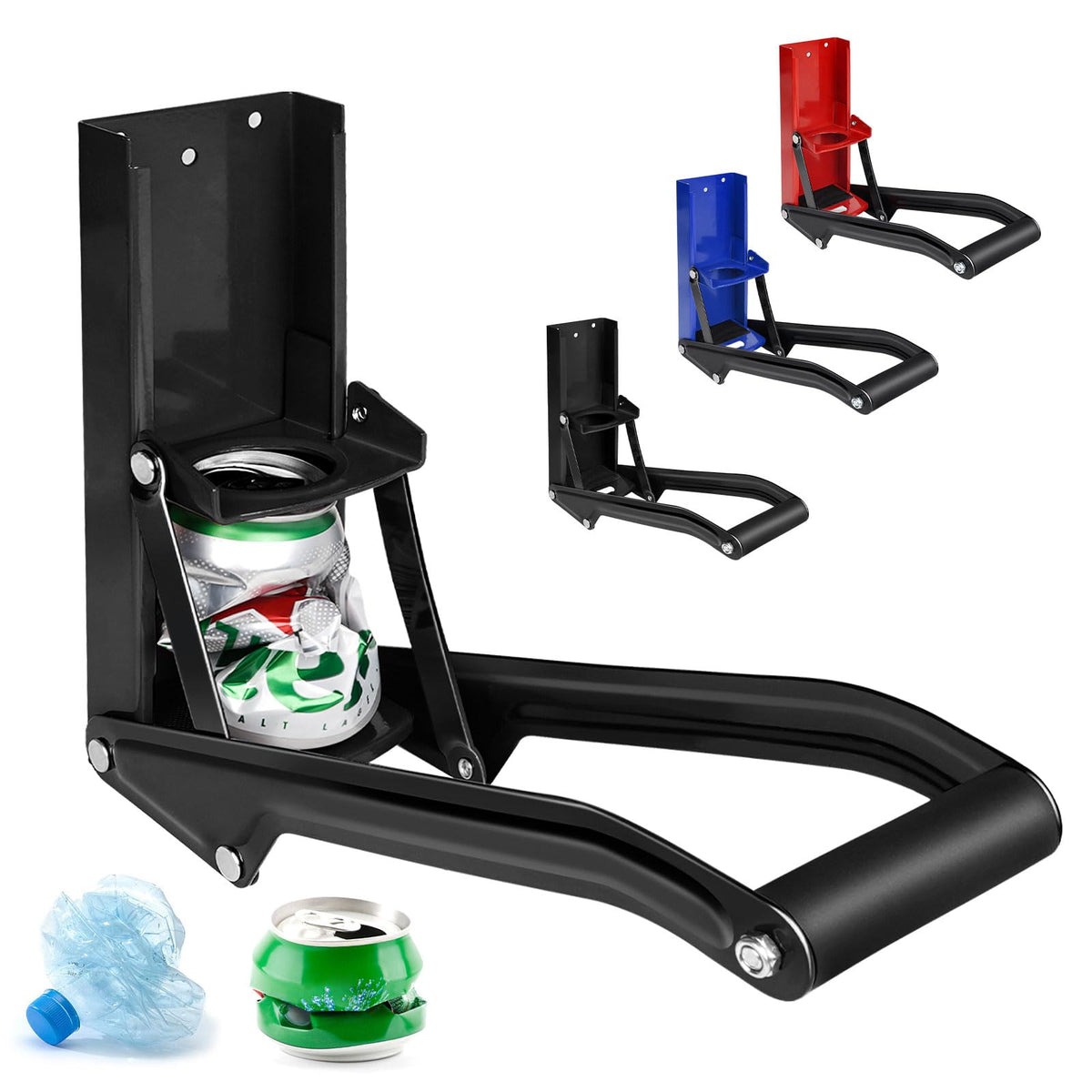16 oz Black Wall-Mounted Aluminum Can Crusher P667