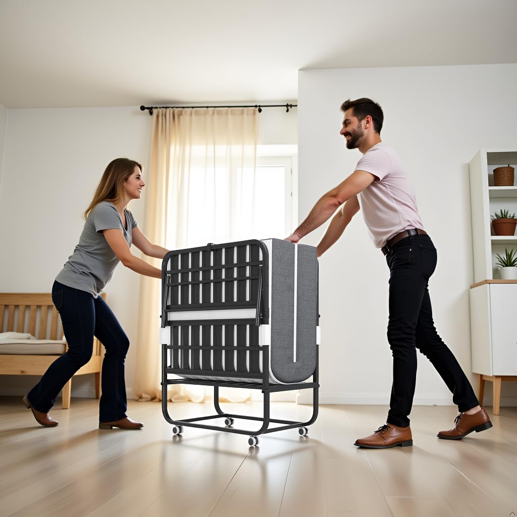 Folding Bed with Mattress & Headboard F772532