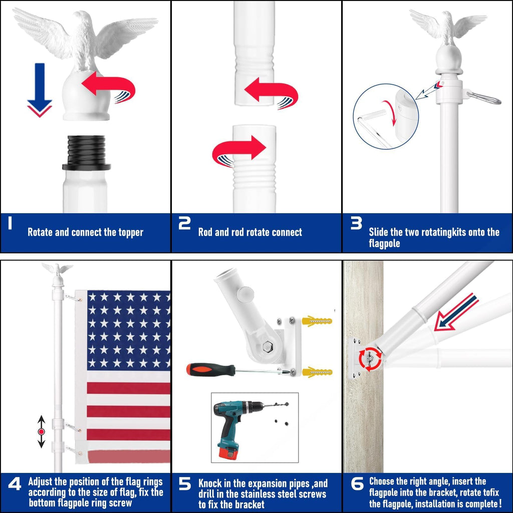 6FT Stainless Steel Flagpole Kit O141601
