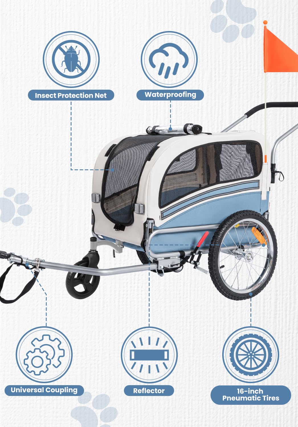 2 in 1 Pet Bicycle Trailer with 6" Stroller Wheel W955898
