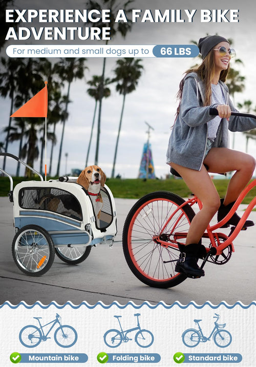 2 in 1 Pet Bicycle Trailer with 6" Stroller Wheel W955898