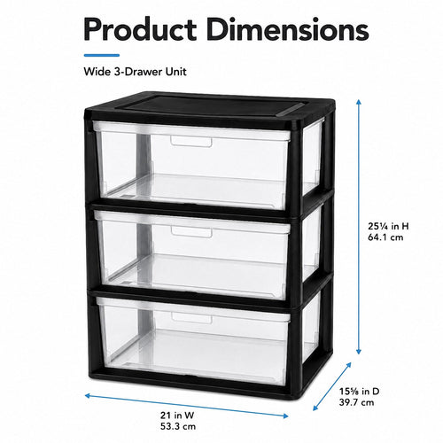 3 Drawer Clear Plastic Storage Organizer Y8163