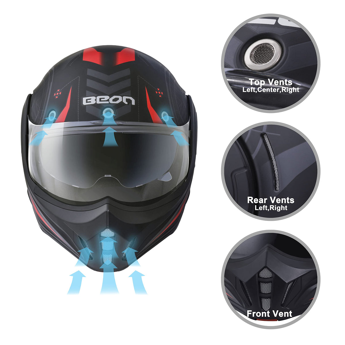Full Face Motorcycle Helmet DOT Approved Modular with Anti-Fog Dual Visors O898710
