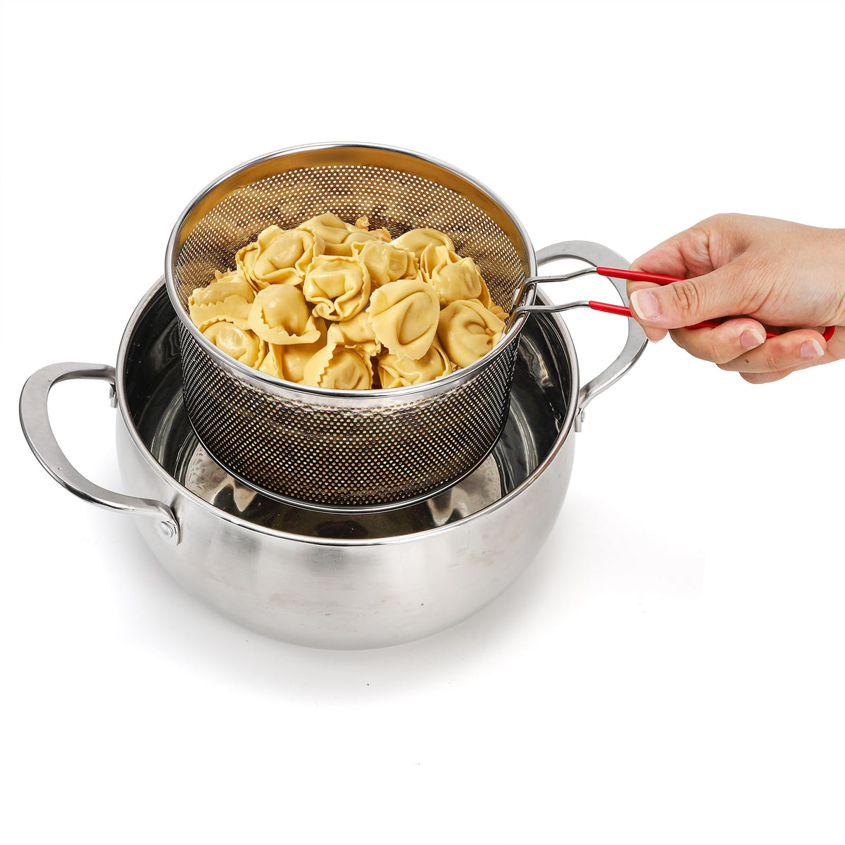 Set of 2 Stainless Steel Pasta Strainers with Removable Handle K93934