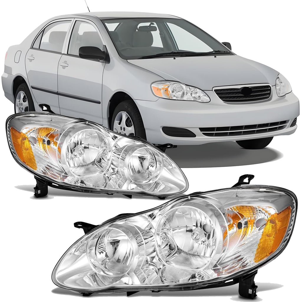 Chrome Amber Headlight Assembly Set Q31266