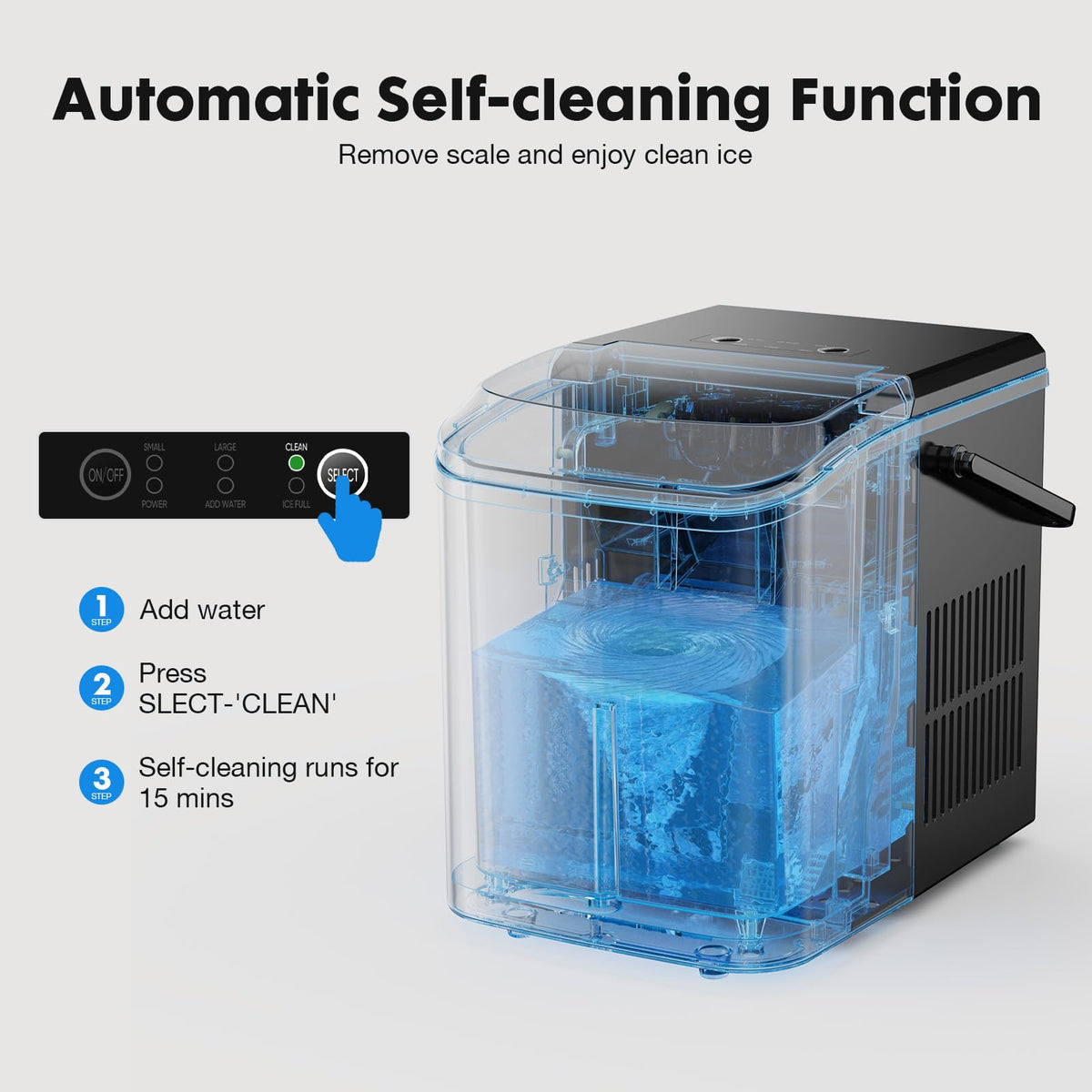 Portable Countertop Ice Maker with Scoop and Basket, 26.5lbs, Coal Black A7268