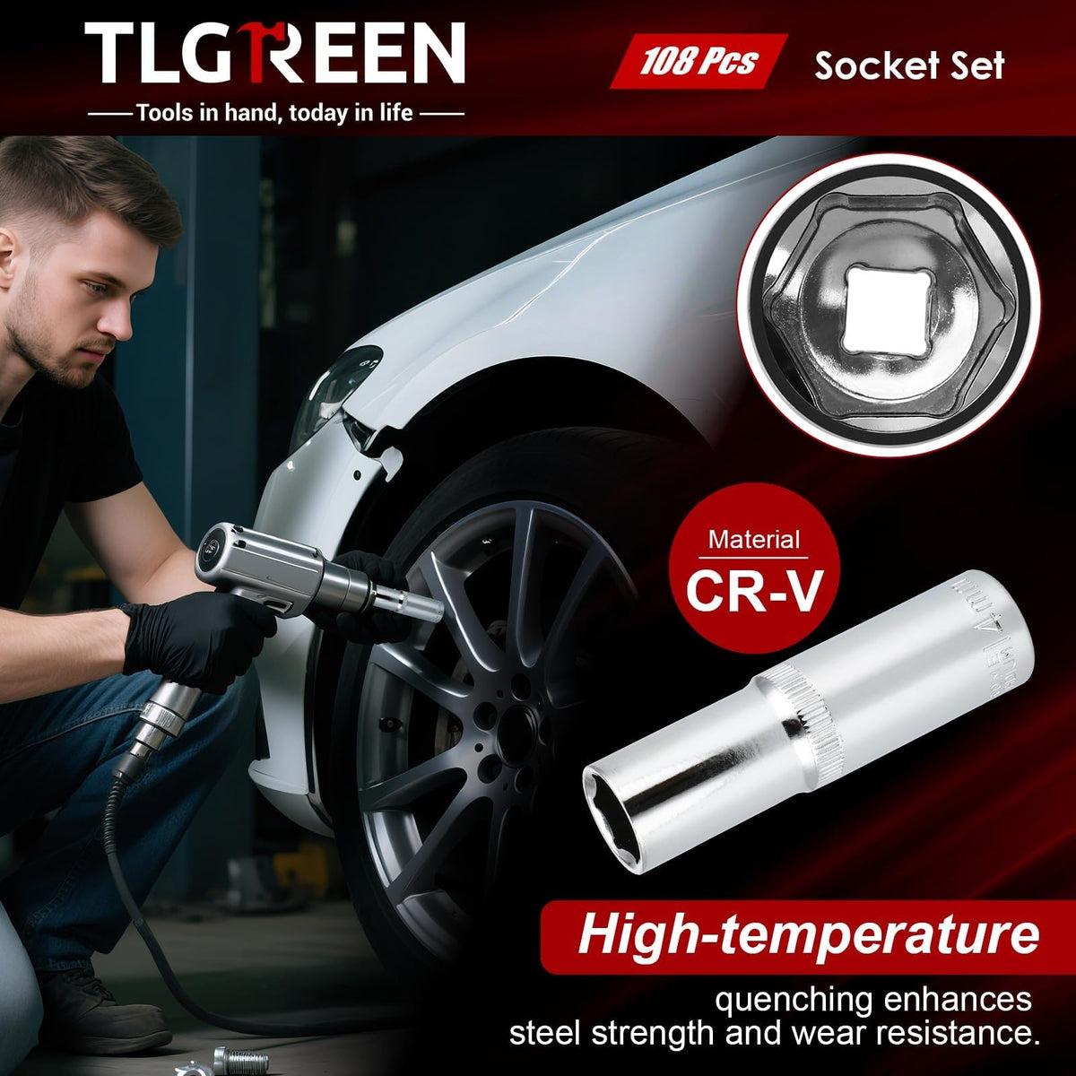 108-Piece Metric CR-V Steel Socket Set G588