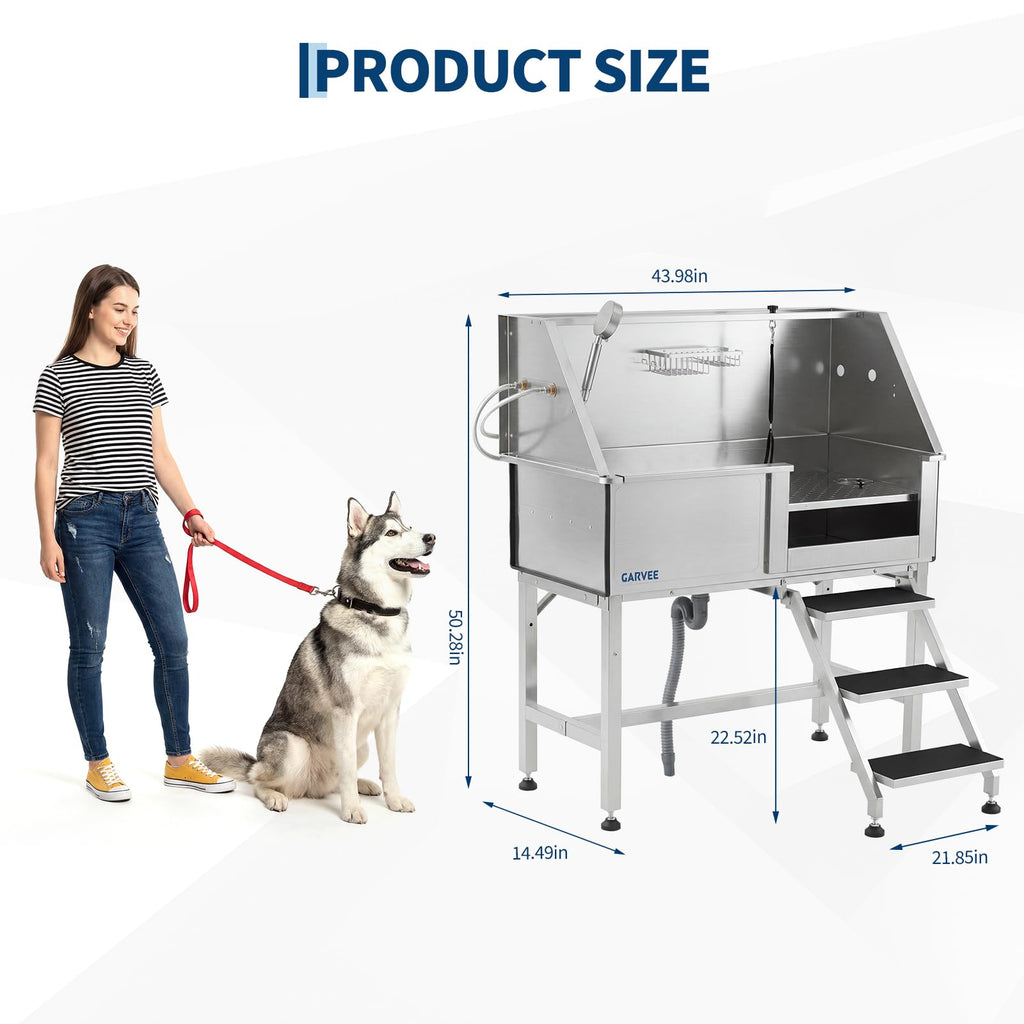 46 Inch Stainless Steel Dog Washing Station with Access Stairs N607191