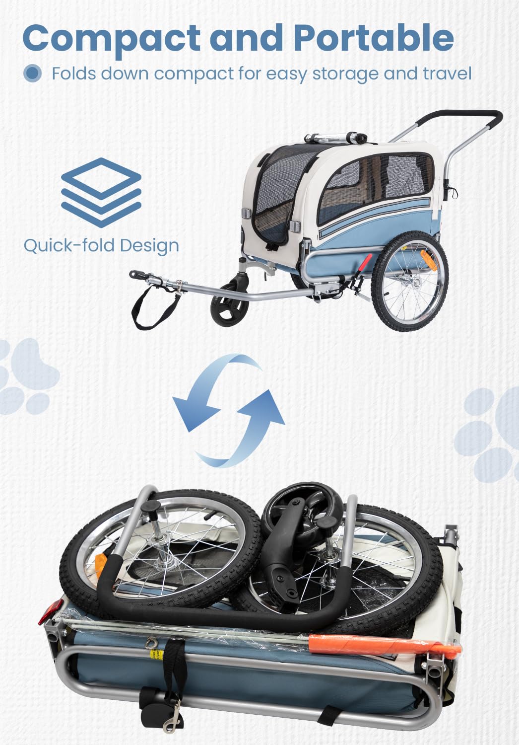 2 in 1 Pet Bicycle Trailer with 6" Stroller Wheel W955898
