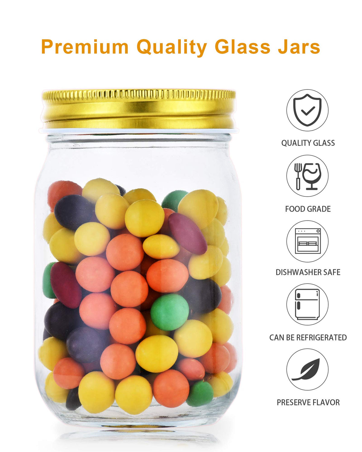 12oz Glass Mason Jars with Lids 20 Pack T578