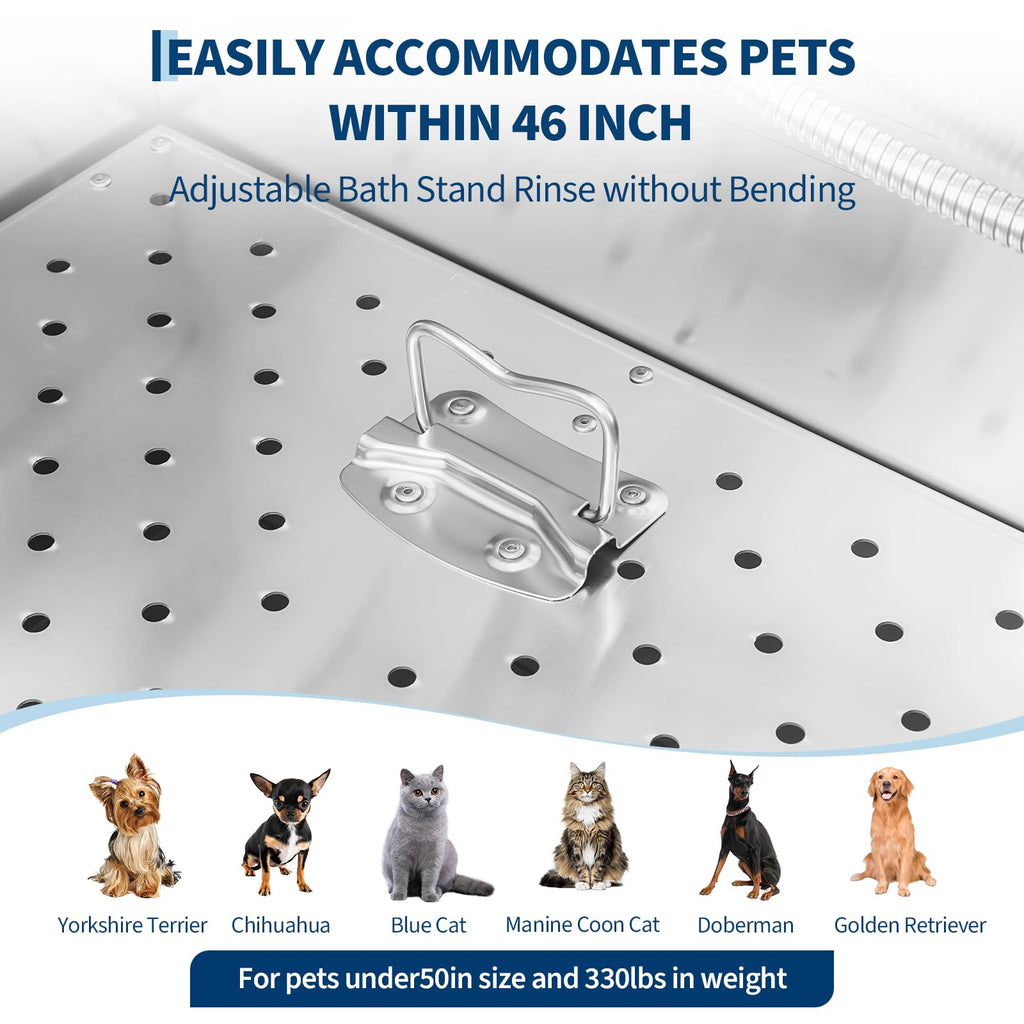 46 Inch Stainless Steel Dog Washing Station with Access Stairs N607191
