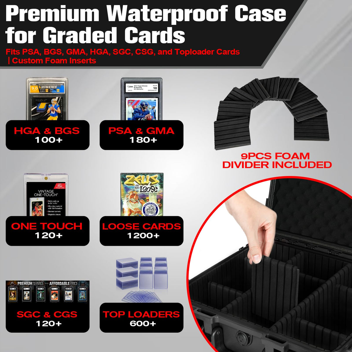 Graded Card Storage Box with 9 Dividers B6539