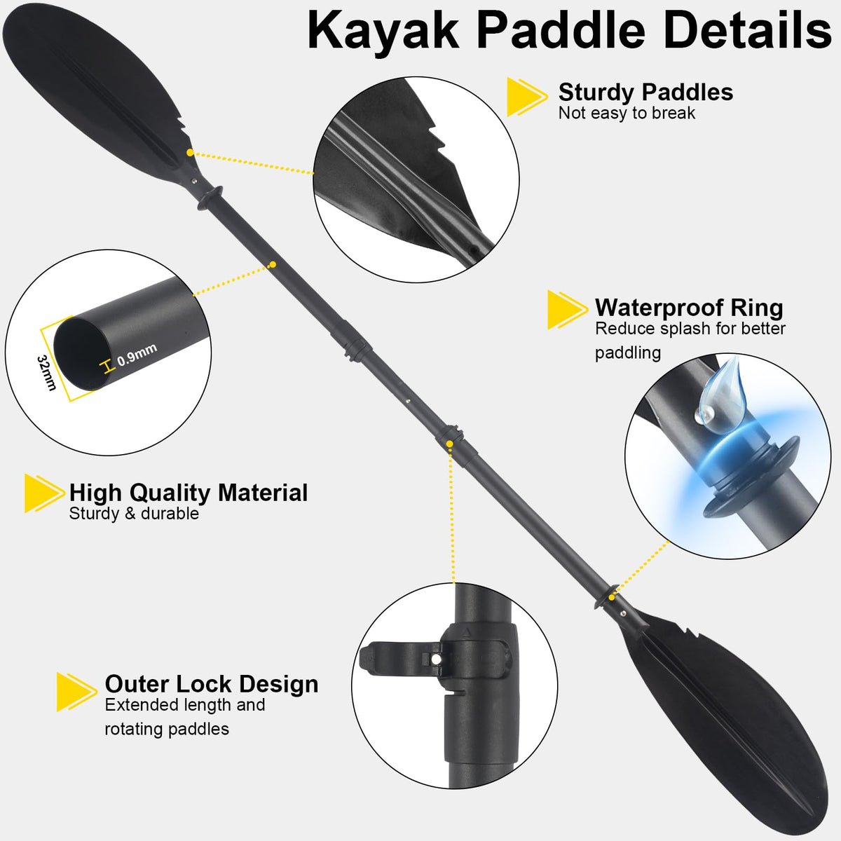 Telescoping Kayak Paddle Black 94inch V671527