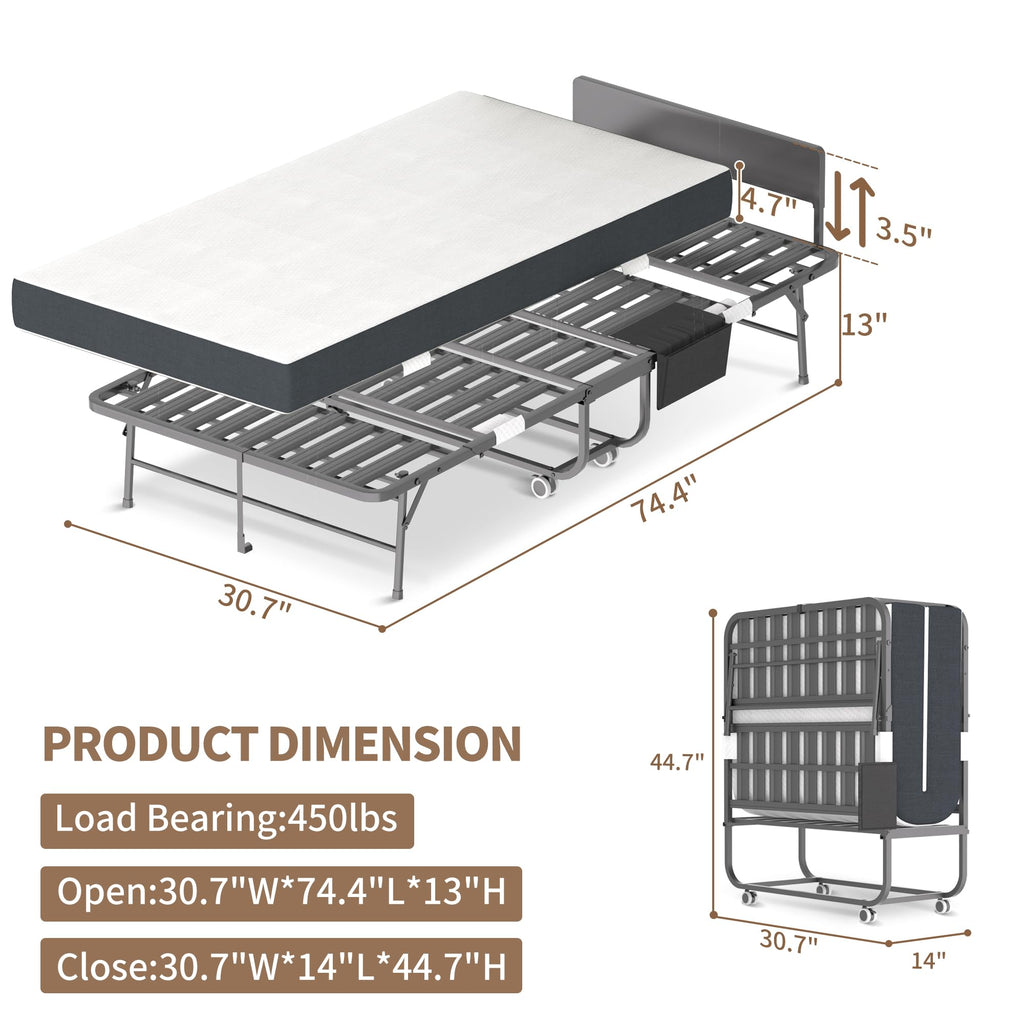 Folding Bed with Mattress & Headboard F772532