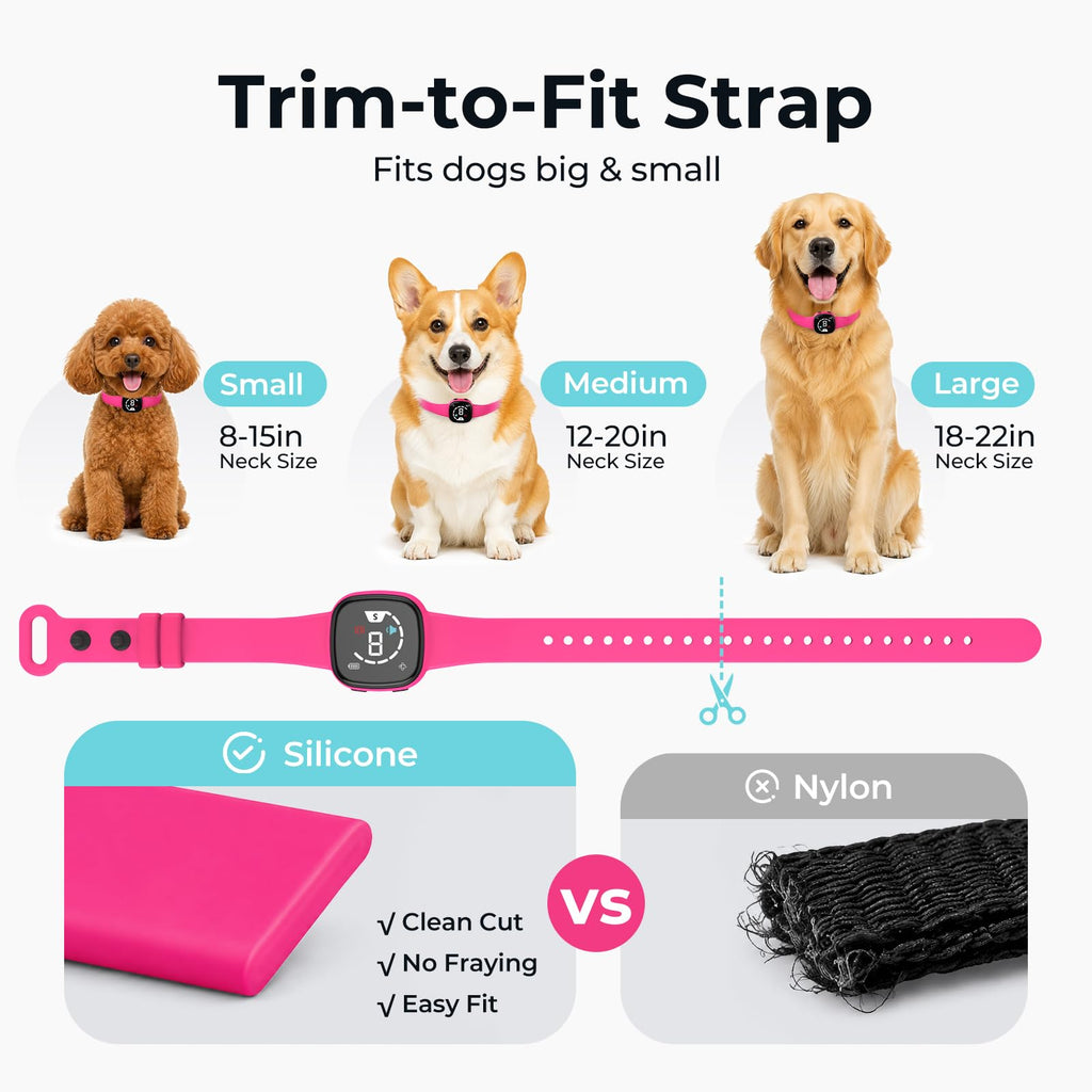 No Bark Collar with Silicone Strap, Pink L75719