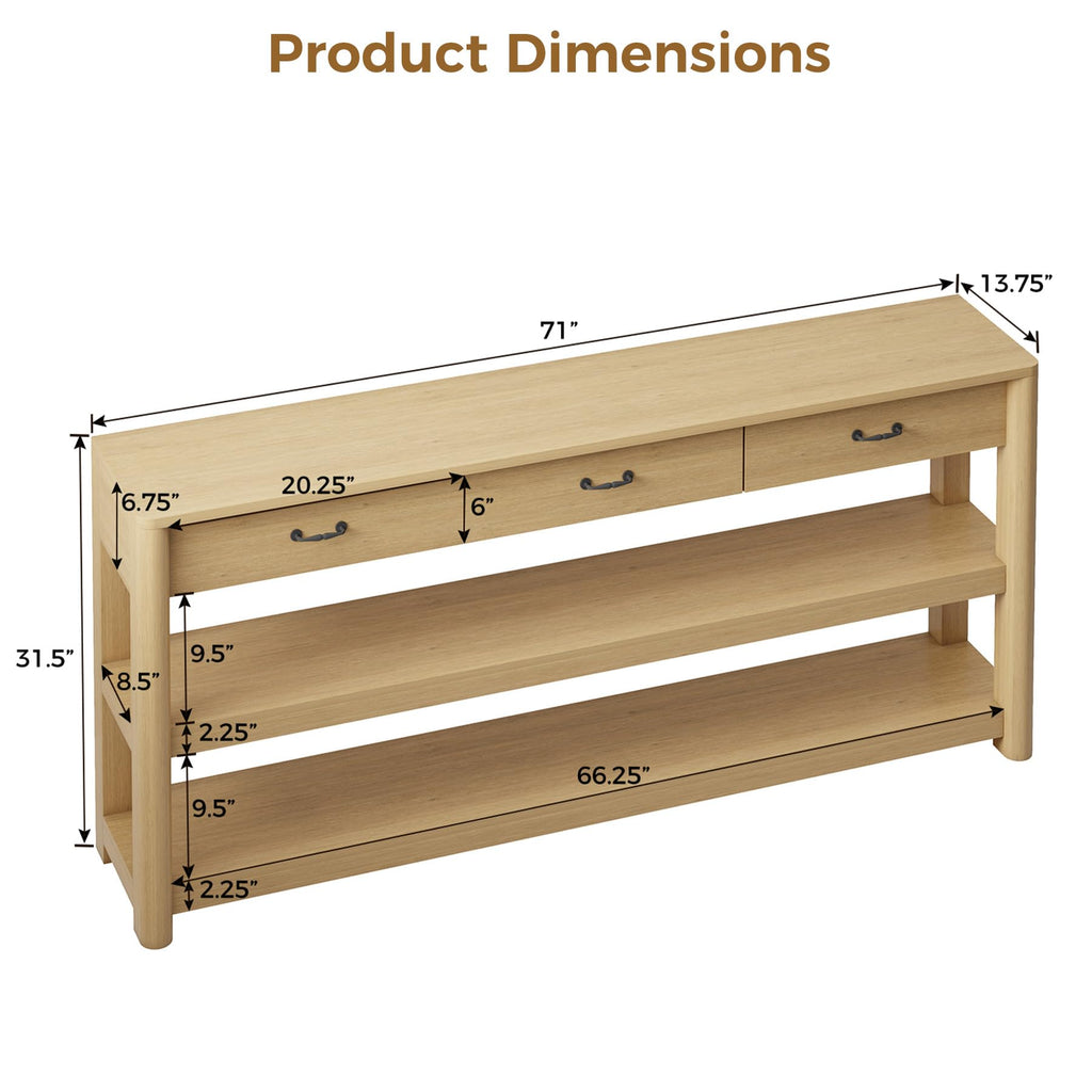 Oak Console Table with Storage Drawers W307031
