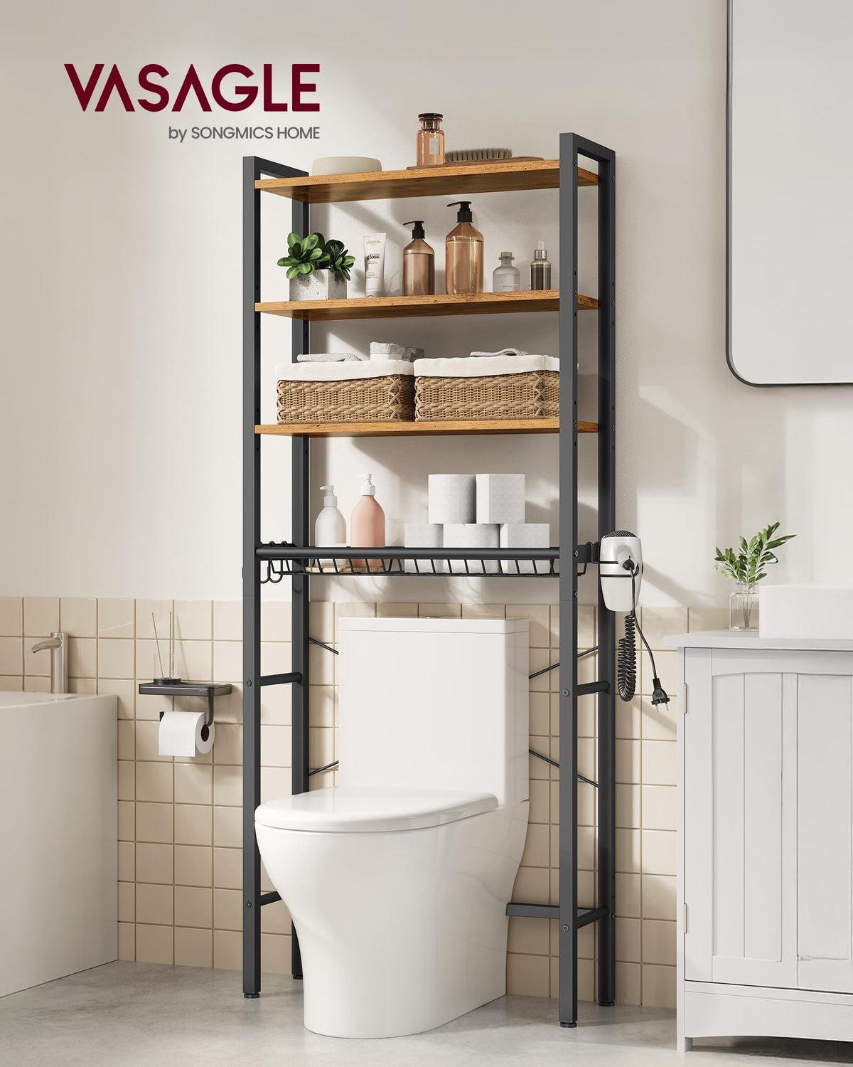 4-Tier Over the Toilet Storage with Basket V376930