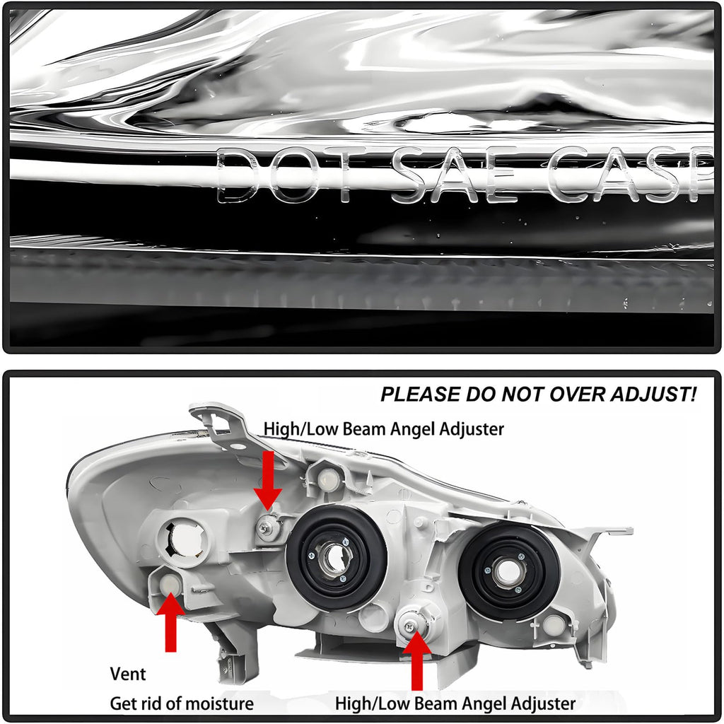 Chrome Amber Headlight Assembly Set Q31266