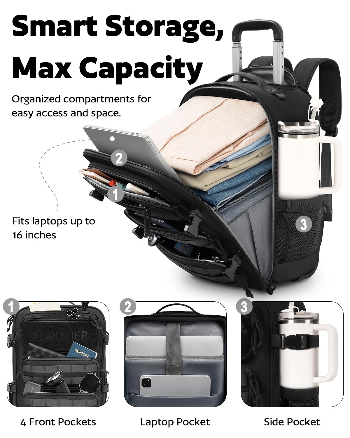 Rolling Wheeled Laptop Backpack S208